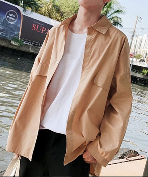 MGV(エムジーヴィー)の「ビッグシルエットドロップショルダーオーバーサイズシャツ(シャツ/ブラウス・メンズ・ホワイト/ブラック/ベージュ/カーキ/ブルー・MEDIUM/LARGE/X-LARGE)」の17枚目の写真