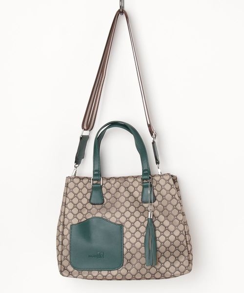 INGRESSO(イングレッソ)の「【 INGRESSO / イングレッソ 】 ジャガード 2way トート バッグ / B5サイズ(ショルダーバッグ・レディース・グリーン/ブラック/ブラウン・FREE)」の7枚目の写真
