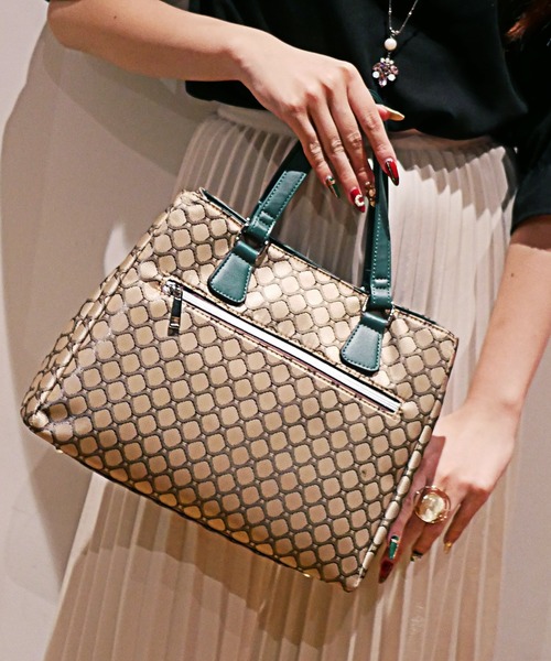 INGRESSO(イングレッソ)の「【 INGRESSO / イングレッソ 】 ジャガード 2way トート バッグ / B5サイズ(ショルダーバッグ・レディース・グリーン/ブラック/ブラウン・FREE)」の9枚目の写真