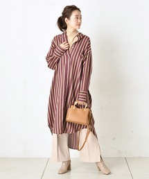 DouDou | ストライプロングシャツワンピース(ワンピース)