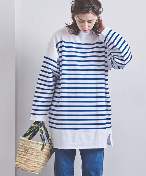 ORCIVAL(オーシバル)の「<ORCIVAL(オーチバル)> ビッグ ボーダー カットソー LONG 20ST†(Tシャツ/カットソー・レディース・ブラック/ベージュ/コバルトブルー・FREE)」の9枚目の写真