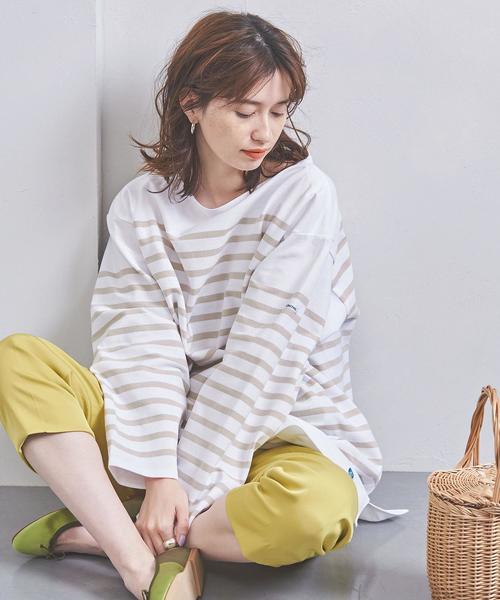 ORCIVAL(オーシバル)の「<ORCIVAL(オーチバル)> ビッグ ボーダー カットソー LONG 20ST†(Tシャツ/カットソー・レディース・ブラック/ベージュ/コバルトブルー・FREE)」の7枚目の写真