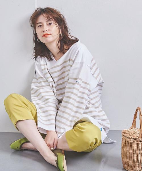 ORCIVAL(オーシバル)の「<ORCIVAL(オーチバル)> ビッグ ボーダー カットソー LONG 20ST†(Tシャツ/カットソー・レディース・ブラック/ベージュ/コバルトブルー・FREE)」の5枚目の写真