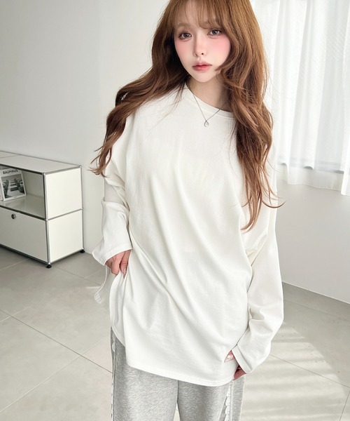 Aooo オーバーサイズロングスリーブTシャツ Lサイズ ホワイト 白 ロンT NANGA（ナンガ） エコハイブリッド オーバーサイズ ロングスリーブT