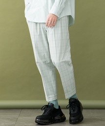 チェックワイドテーパードスラックス