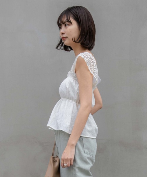 flower（フラワー）の「フルブルームトップ（シャツ/ブラウス・レディース・ホワイト/ネイビー・FREE）」の7枚目の写真