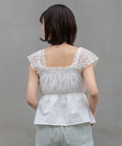 flower（フラワー）の「フルブルームトップ（シャツ/ブラウス・レディース・ホワイト/ネイビー・FREE）」の5枚目の写真