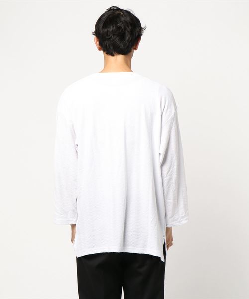 TRAP/U (トラップユー)の「【69】【TRAP/U】ヘリンボーンジャガード ビッグカットソー(Tシャツ/カットソー・メンズ・ホワイト/モカ/ベージュ/ライトピンク・MEDIUM/LARGE)」の15枚目の写真