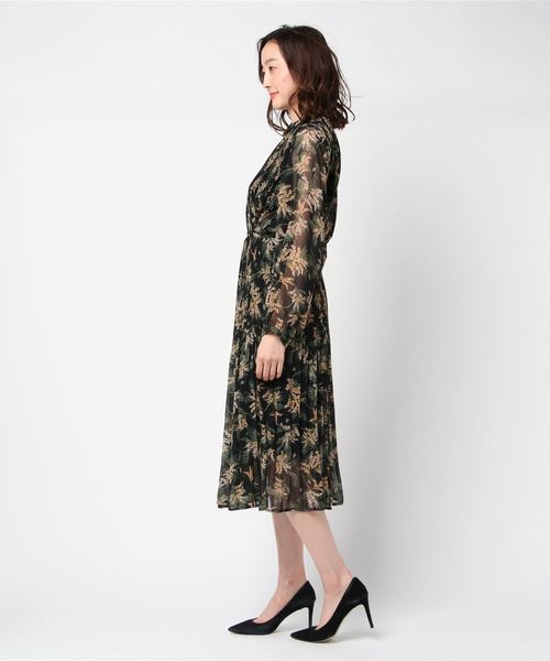 FLEUR DE KALINA（フレールドゥカリーナ）の「【FLEUR DE KALINA/ﾌﾚｰﾙ ﾄﾞｩ ｶﾘｰﾅ】ﾐﾓｻﾞ柄消しﾌﾟﾘｰﾂﾜﾝﾋﾟｰｽ（ワンピース・レディース・ブラック/ホワイト・FREE）」の4枚目の写真