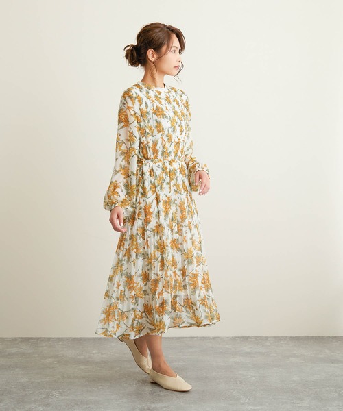 FLEUR DE KALINA（フレールドゥカリーナ）の「【FLEUR DE KALINA/ﾌﾚｰﾙ ﾄﾞｩ ｶﾘｰﾅ】ﾐﾓｻﾞ柄消しﾌﾟﾘｰﾂﾜﾝﾋﾟｰｽ（ワンピース・レディース・ブラック/ホワイト・FREE）」の15枚目の写真