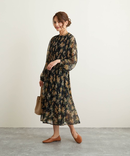 FLEUR DE KALINA（フレールドゥカリーナ）の「【FLEUR DE KALINA/ﾌﾚｰﾙ ﾄﾞｩ ｶﾘｰﾅ】ﾐﾓｻﾞ柄消しﾌﾟﾘｰﾂﾜﾝﾋﾟｰｽ（ワンピース・レディース・ブラック/ホワイト・FREE）」の9枚目の写真