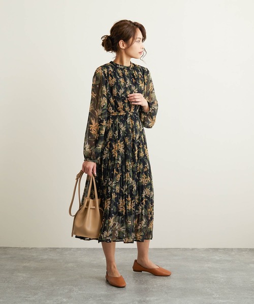 FLEUR DE KALINA（フレールドゥカリーナ）の「【FLEUR DE KALINA/ﾌﾚｰﾙ ﾄﾞｩ ｶﾘｰﾅ】ﾐﾓｻﾞ柄消しﾌﾟﾘｰﾂﾜﾝﾋﾟｰｽ（ワンピース・レディース・ブラック/ホワイト・FREE）」の6枚目の写真