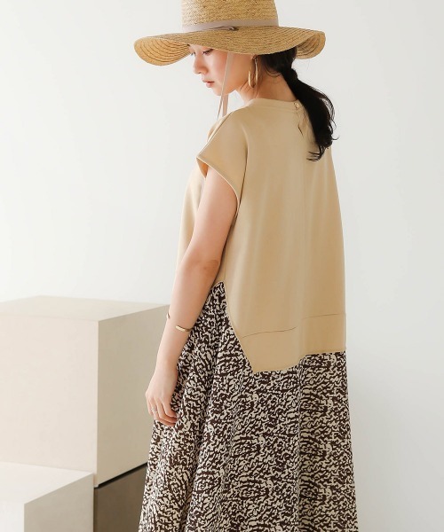 Bab（バブ）の「【WEB限定】スウェット×柄切替ワンピース（ワンピース・レディース・ブラック/ベージュ/モカ・FREE）」の5枚目の写真