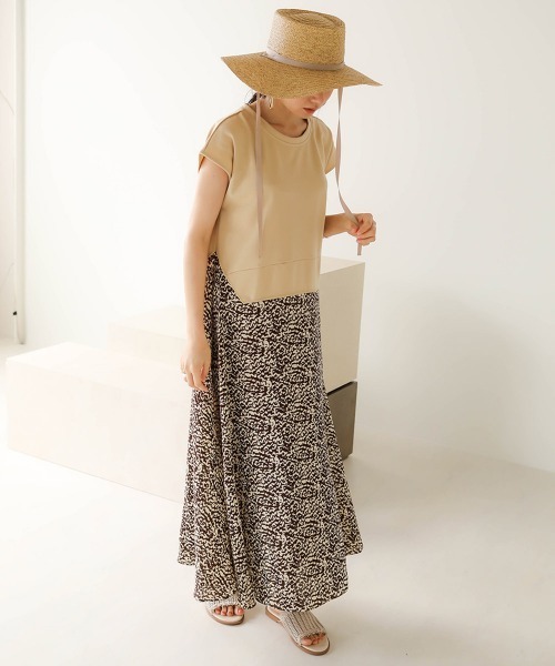 Bab（バブ）の「【WEB限定】スウェット×柄切替ワンピース（ワンピース・レディース・ブラック/ベージュ/モカ・FREE）」の14枚目の写真