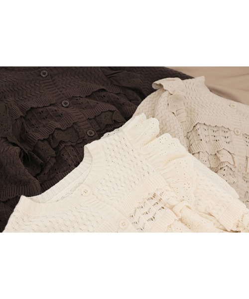 one after another NICE CLAUP（ワンアフターアナザーナイスクラップ）の「フリルニットカーディガン（カーディガン/ボレロ・レディース・アイボリー/ブラウン/ベージュ・FREE）」の17枚目の写真