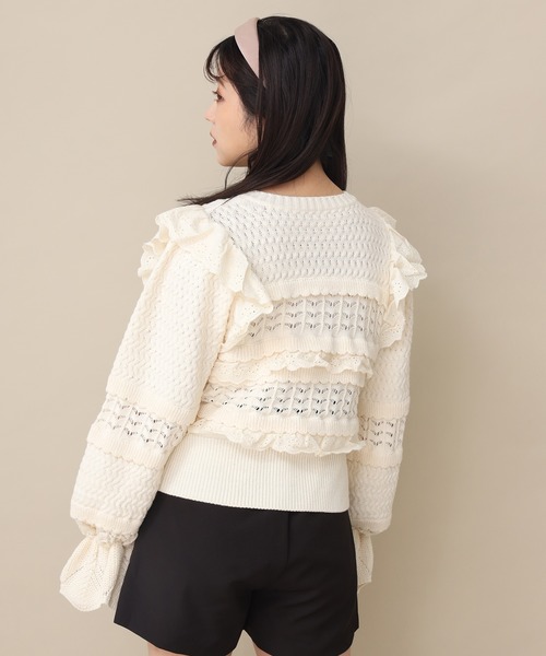 one after another NICE CLAUP（ワンアフターアナザーナイスクラップ）の「フリルニットカーディガン（カーディガン/ボレロ・レディース・アイボリー/ブラウン/ベージュ・FREE）」の13枚目の写真