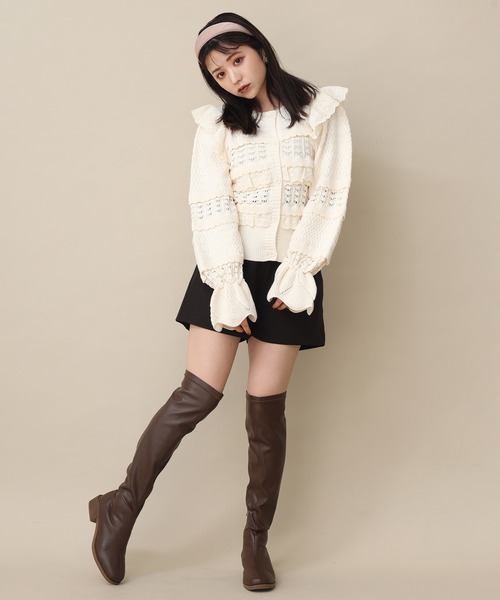 one after another NICE CLAUP（ワンアフターアナザーナイスクラップ）の「フリルニットカーディガン（カーディガン/ボレロ・レディース・アイボリー/ブラウン/ベージュ・FREE）」の16枚目の写真