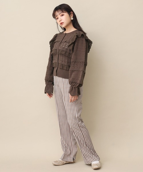 one after another NICE CLAUP（ワンアフターアナザーナイスクラップ）の「フリルニットカーディガン（カーディガン/ボレロ・レディース・アイボリー/ブラウン/ベージュ・FREE）」の21枚目の写真