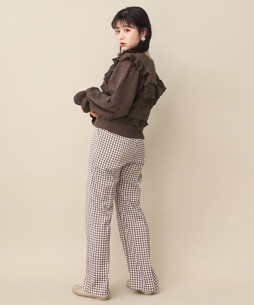 one after another NICE CLAUP（ワンアフターアナザーナイスクラップ）の「フリルニットカーディガン（カーディガン/ボレロ・レディース・アイボリー/ブラウン/ベージュ・FREE）」の14枚目の写真