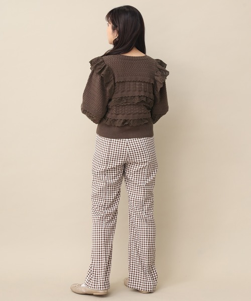 one after another NICE CLAUP（ワンアフターアナザーナイスクラップ）の「フリルニットカーディガン（カーディガン/ボレロ・レディース・アイボリー/ブラウン/ベージュ・FREE）」の6枚目の写真