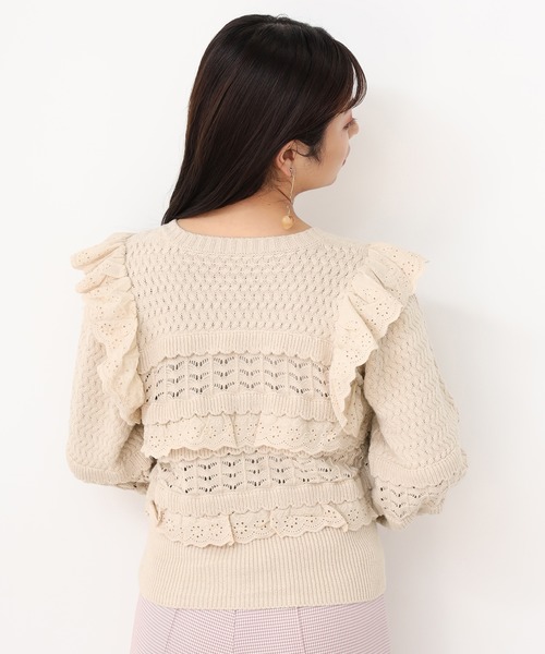 one after another NICE CLAUP（ワンアフターアナザーナイスクラップ）の「フリルニットカーディガン（カーディガン/ボレロ・レディース・アイボリー/ブラウン/ベージュ・FREE）」の15枚目の写真