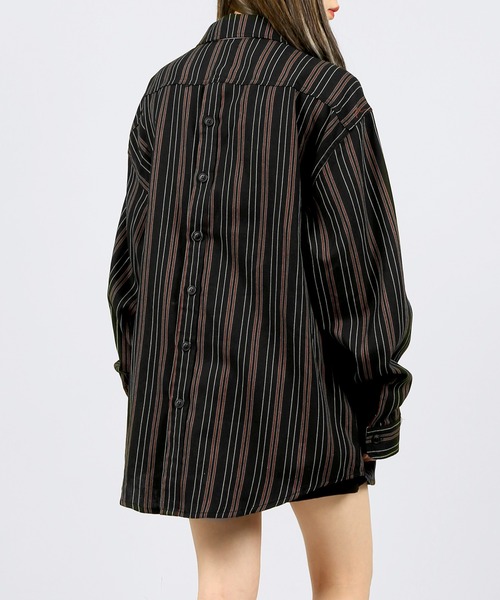 DING（ディング）の「DING/バックボタンストライプシャツ（シャツ/ブラウス・レディース・グリーン/ブラック・FREE）」の10枚目の写真