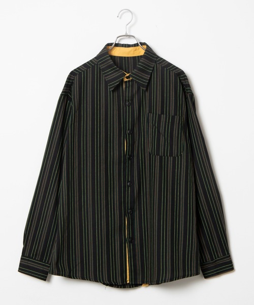 DING（ディング）の「DING/バックボタンストライプシャツ（シャツ/ブラウス・レディース・グリーン/ブラック・FREE）」の12枚目の写真
