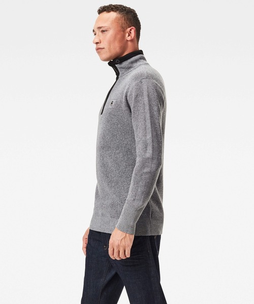 G-STAR（ジースター）の「Utility Constructed Half Zip Knitted Sweater/ハーフジップセーター（ニット/セーター・メンズ・グレー/ダークネイビー・SMALL/MEDIUM/X-SMALL/LARGE）」の3枚目の写真