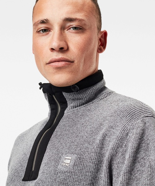 G-STAR（ジースター）の「Utility Constructed Half Zip Knitted Sweater/ハーフジップセーター（ニット/セーター・メンズ・グレー/ダークネイビー・SMALL/MEDIUM/X-SMALL/LARGE）」の5枚目の写真