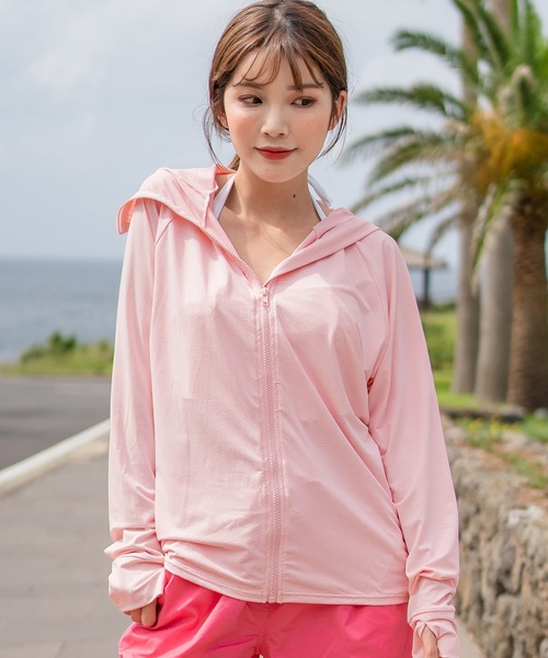 TeddyShop（テディショップ）の「【UVカット率 99%以上/大きいサイズ有】レディース サムホール付きジップアップラッシュガード パーカー 水陸両用 水着体型カバー（ラッシュガード・レディース・ピンク/ブラック/グレー/ライトブルー/ホワイト/ピンク系その他/パープル/ネイビー・L/S/LL/M）」の8枚目の写真