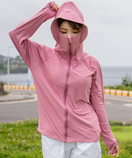 TeddyShop（テディショップ）の「【UVカット率 99%以上/大きいサイズ有】レディース サムホール付きジップアップラッシュガード パーカー 水陸両用 水着体型カバー（ラッシュガード・レディース・ピンク/ブラック/グレー/ライトブルー/ホワイト/ピンク系その他/パープル/ネイビー・L/S/LL/M）」の7枚目の写真