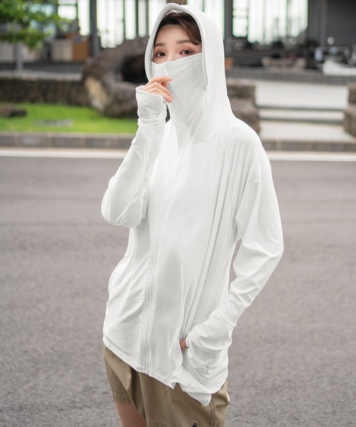 UVカット率 99%以上】レディース サムホール付きジップアップラッシュ