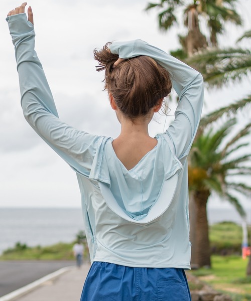 TeddyShop（テディショップ）の「【UVカット率 99%以上/大きいサイズ有】レディース サムホール付きジップアップラッシュガード パーカー 水陸両用 水着体型カバー（ラッシュガード・レディース・ピンク/ブラック/グレー/ライトブルー/ホワイト/ピンク系その他/パープル/ネイビー・L/S/LL/M）」の19枚目の写真