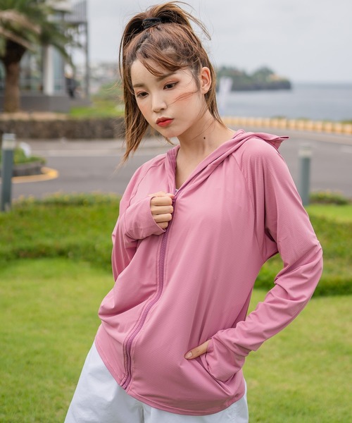 TeddyShop（テディショップ）の「【UVカット率 99%以上/大きいサイズ有】レディース サムホール付きジップアップラッシュガード パーカー 水陸両用 水着体型カバー（ラッシュガード・レディース・ピンク/ブラック/グレー/ライトブルー/ホワイト/ピンク系その他/パープル/ネイビー・L/S/LL/M）」の17枚目の写真