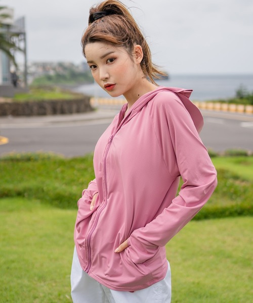 TeddyShop（テディショップ）の「【UVカット率 99%以上/大きいサイズ有】レディース サムホール付きジップアップラッシュガード パーカー 水陸両用 水着体型カバー（ラッシュガード・レディース・ピンク/ブラック/グレー/ライトブルー/ホワイト/ピンク系その他/パープル/ネイビー・L/S/LL/M）」の22枚目の写真