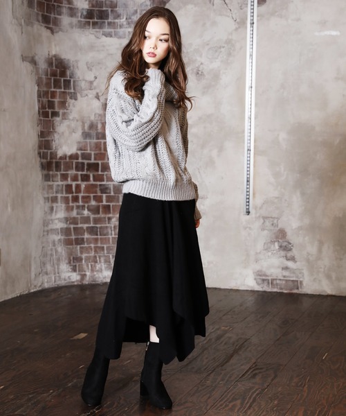 ARCANUM DESIGN（アルカナムデザイン）の「タートルケーブルニット（ニット/セーター・レディース・グレー/ベージュ/グリーン/パープル・FREE）」の8枚目の写真