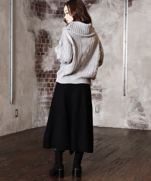 ARCANUM DESIGN（アルカナムデザイン）の「タートルケーブルニット（ニット/セーター・レディース・グレー/ベージュ/グリーン/パープル・FREE）」の9枚目の写真