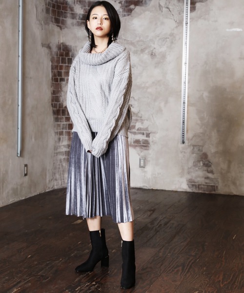 ARCANUM DESIGN（アルカナムデザイン）の「タートルケーブルニット（ニット/セーター・レディース・グレー/ベージュ/グリーン/パープル・FREE）」の10枚目の写真