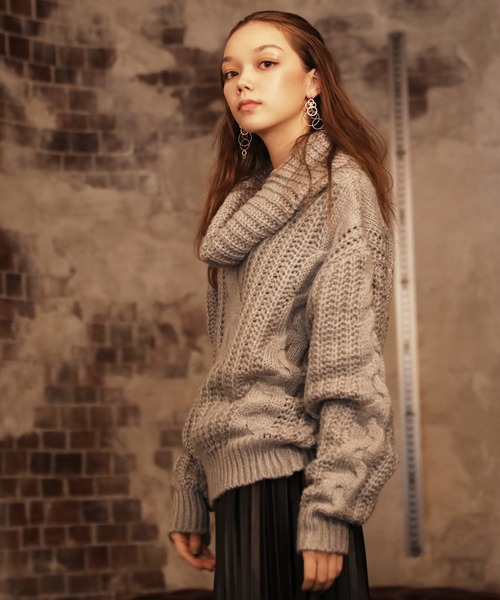 ARCANUM DESIGN（アルカナムデザイン）の「タートルケーブルニット（ニット/セーター・レディース・グレー/ベージュ/グリーン/パープル・FREE）」の13枚目の写真