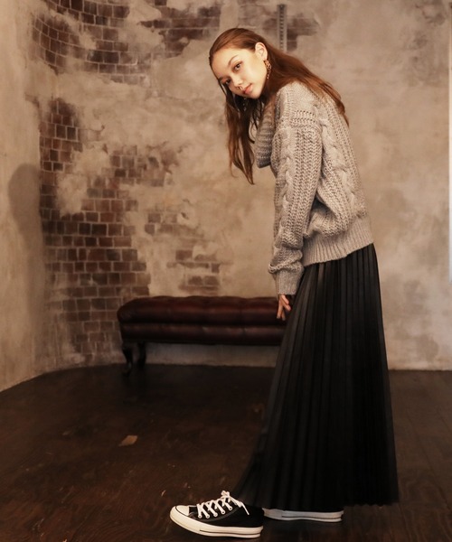 ARCANUM DESIGN（アルカナムデザイン）の「タートルケーブルニット（ニット/セーター・レディース・グレー/ベージュ/グリーン/パープル・FREE）」の14枚目の写真