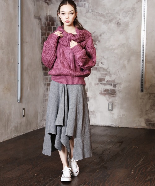 ARCANUM DESIGN（アルカナムデザイン）の「タートルケーブルニット（ニット/セーター・レディース・グレー/ベージュ/グリーン/パープル・FREE）」の21枚目の写真