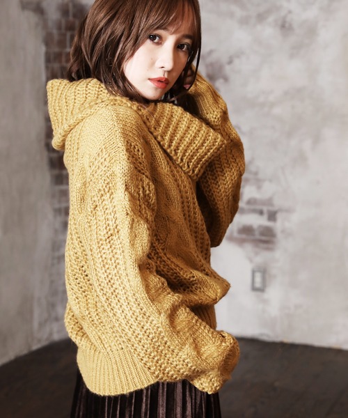 ARCANUM DESIGN（アルカナムデザイン）の「タートルケーブルニット（ニット/セーター・レディース・グレー/ベージュ/グリーン/パープル・FREE）」の16枚目の写真