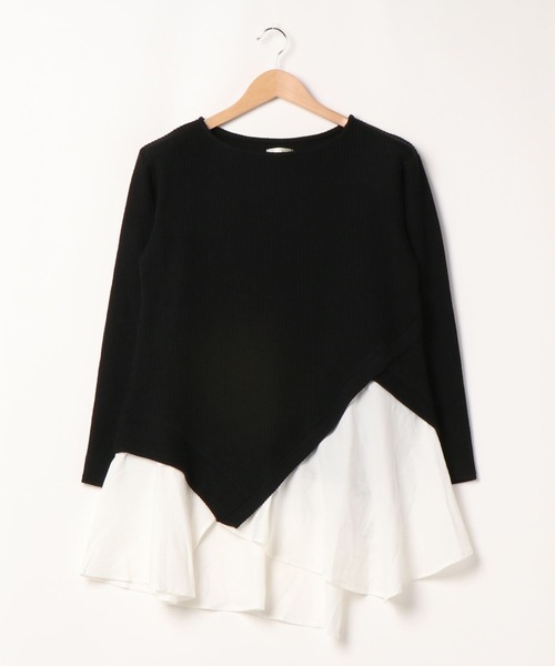 Ambre Neige（アンブルネージュ）の「レイヤード風トップス／【WEB/EC限定商品】（ニット/セーター・レディース・ブラック/モカ・FREE）」の6枚目の写真