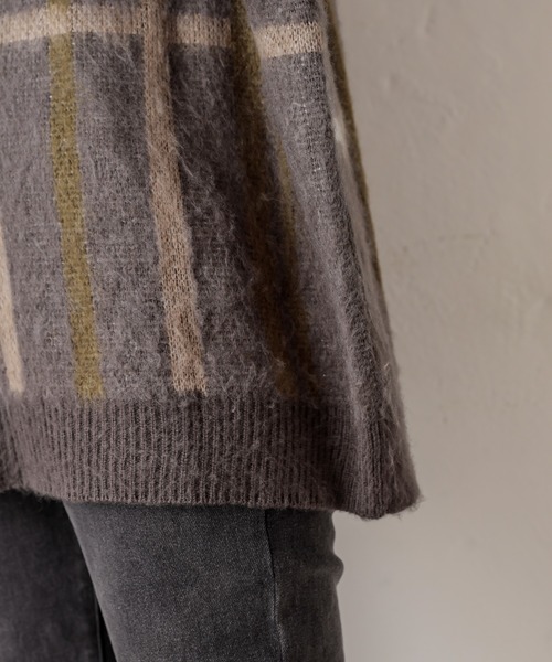 natural couture（ナチュラルクチュール）の「シャギーチェックゆったりニット（ニット/セーター・レディース・ブラック/ベージュ/アイボリー・FREE）」の16枚目の写真