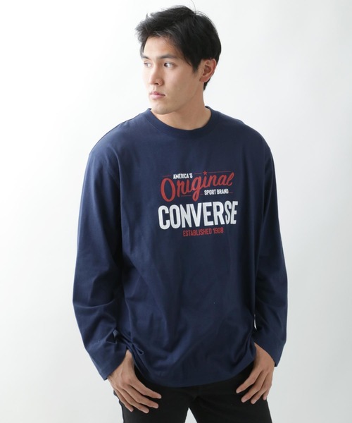 CONVERSE(コンバース)の「CONVERSE/コンバース シューズロゴプリント ロンT/長袖/大きいサイズ(Tシャツ/カットソー・メンズ・ホワイト/グレー/ネイビー/グリーン・2L/3L/5L/4L)」の4枚目の写真