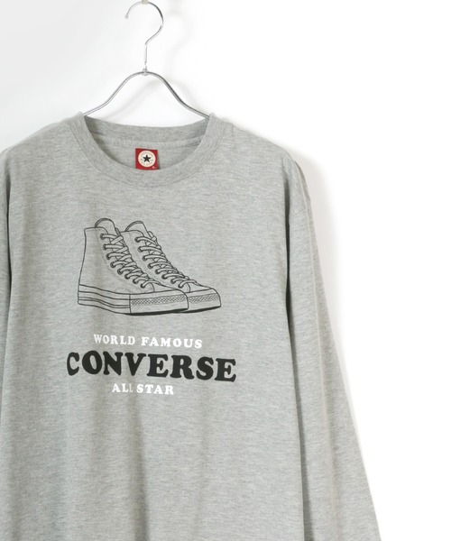 CONVERSE(コンバース)の「CONVERSE/コンバース シューズロゴプリント ロンT/長袖/大きいサイズ(Tシャツ/カットソー・メンズ・ホワイト/グレー/ネイビー/グリーン・2L/3L/5L/4L)」の3枚目の写真
