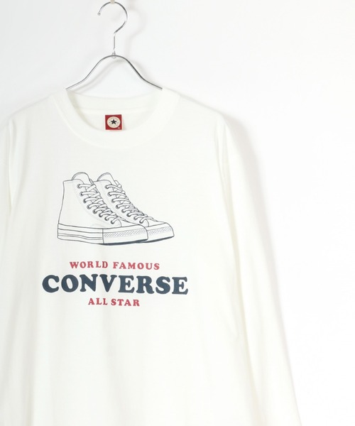 CONVERSE(コンバース)の「CONVERSE/コンバース シューズロゴプリント ロンT/長袖/大きいサイズ(Tシャツ/カットソー・メンズ・ホワイト/グレー/ネイビー/グリーン・2L/3L/5L/4L)」の2枚目の写真
