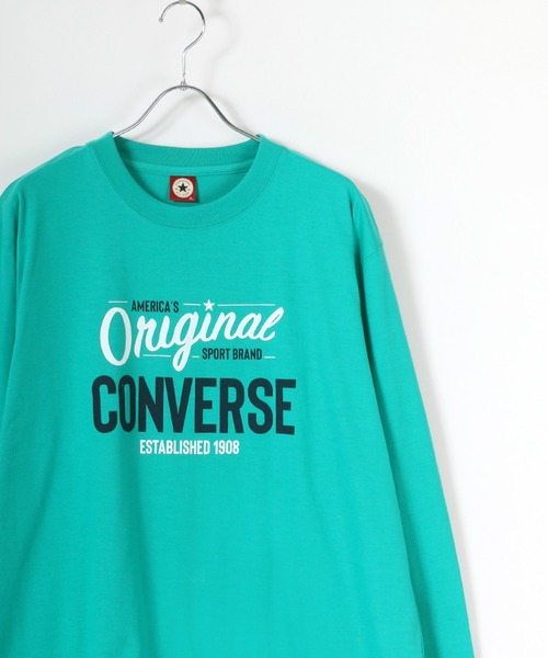 CONVERSE(コンバース)の「CONVERSE/コンバース シューズロゴプリント ロンT/長袖/大きいサイズ(Tシャツ/カットソー・メンズ・ホワイト/グレー/ネイビー/グリーン・2L/3L/5L/4L)」の1枚目の写真