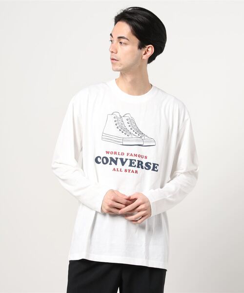 CONVERSE(コンバース)の「CONVERSE/コンバース シューズロゴプリント ロンT/長袖/大きいサイズ(Tシャツ/カットソー・メンズ・ホワイト/グレー/ネイビー/グリーン・2L/3L/5L/4L)」の11枚目の写真