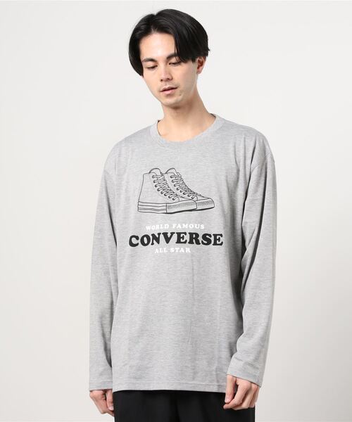 CONVERSE(コンバース)の「CONVERSE/コンバース シューズロゴプリント ロンT/長袖/大きいサイズ(Tシャツ/カットソー・メンズ・ホワイト/グレー/ネイビー/グリーン・2L/3L/5L/4L)」の12枚目の写真